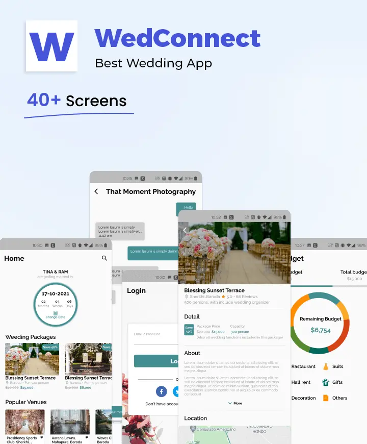Mobile app concept — Wed Connect (React App Development).